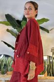 Made in Italy Benji Linen Wave Panel Jacket Chilli Pepper /17 = ** 